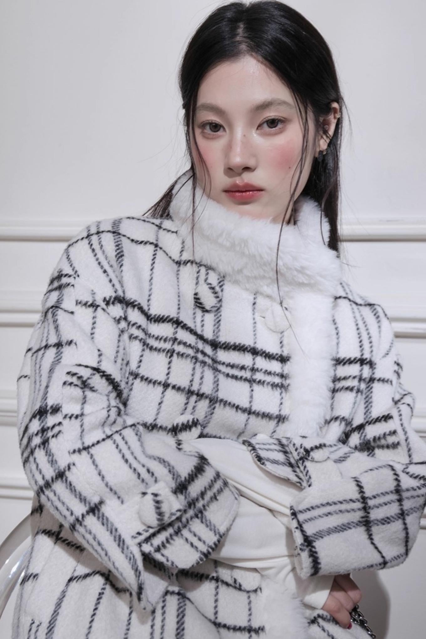 Monochrome Plaid Jacket + Vest Dress