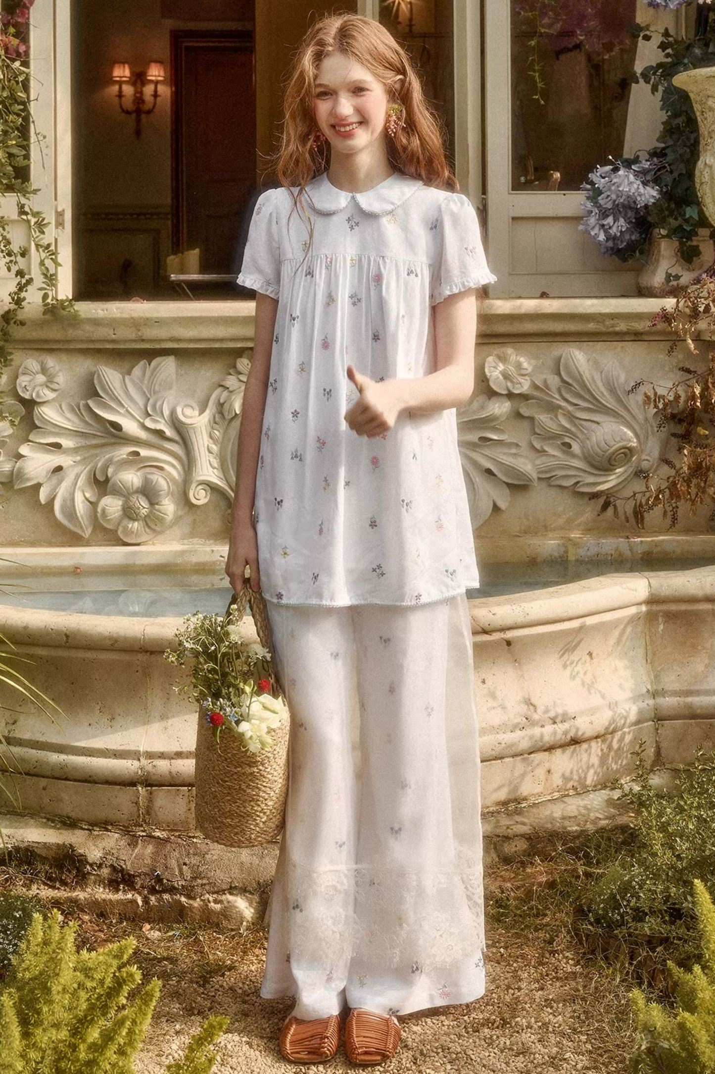 Retro Dress + Top + Pants + Curtain + Scarf