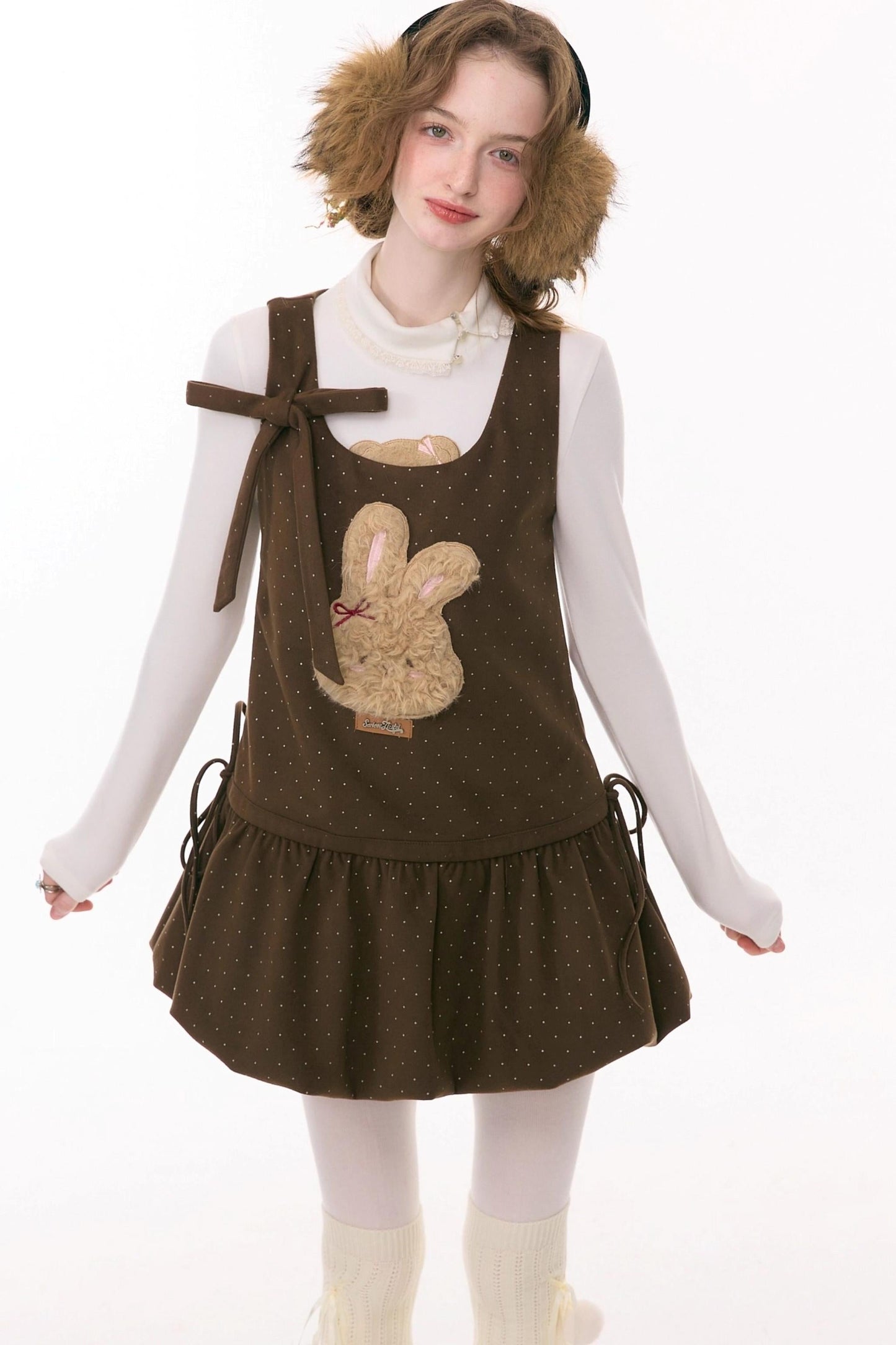 Caramel Rabbit Vest Dress