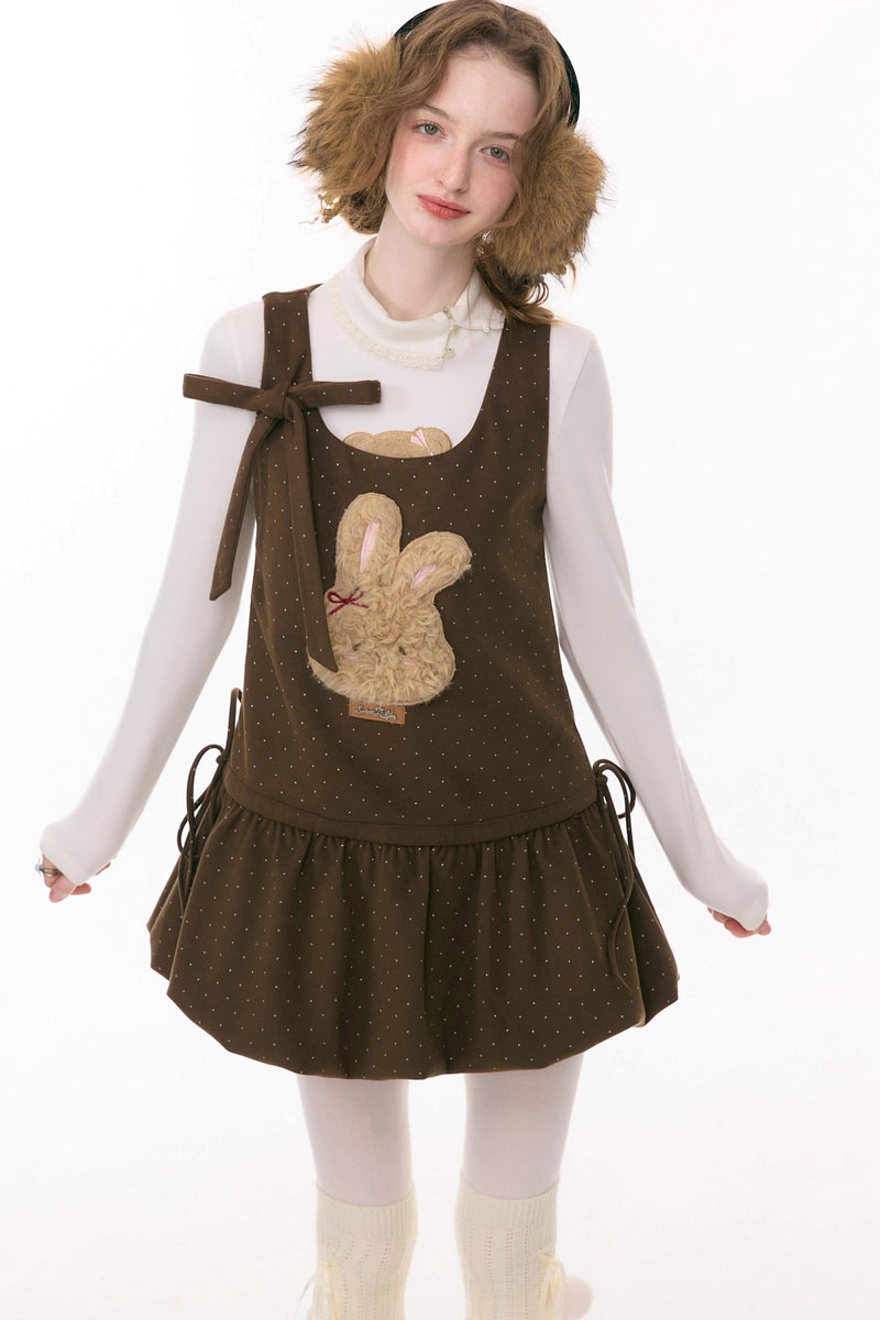 Caramel Rabbit Vest Dress