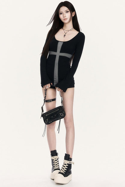 Cross Print Lightweight Blouse