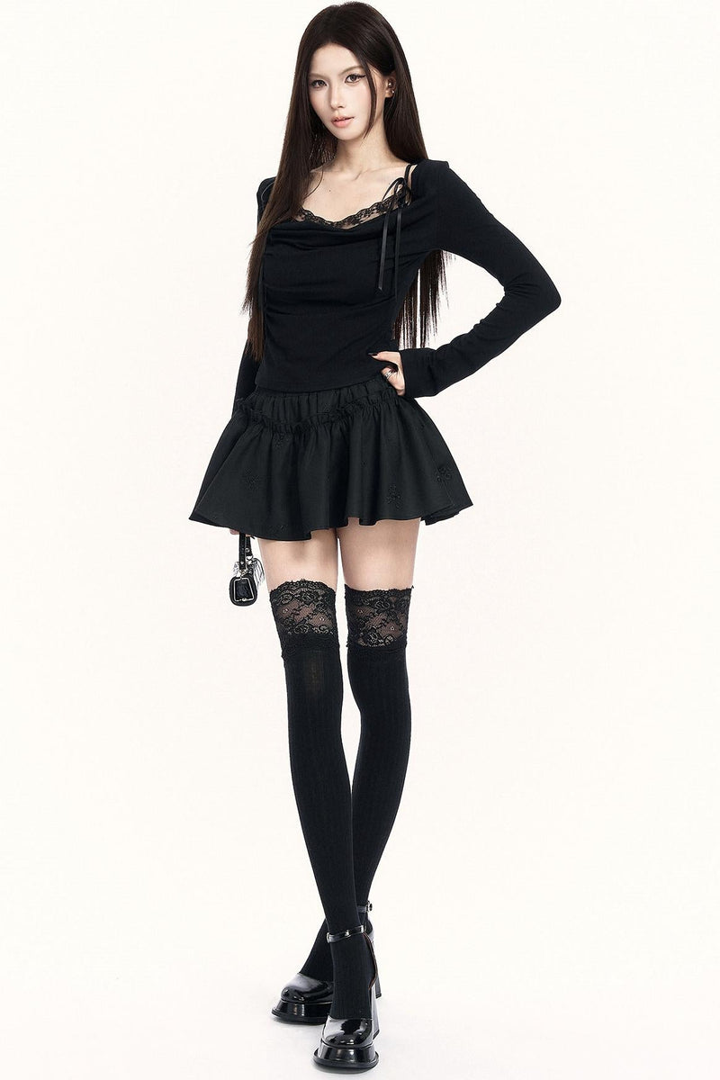Lace Draped Collar Top