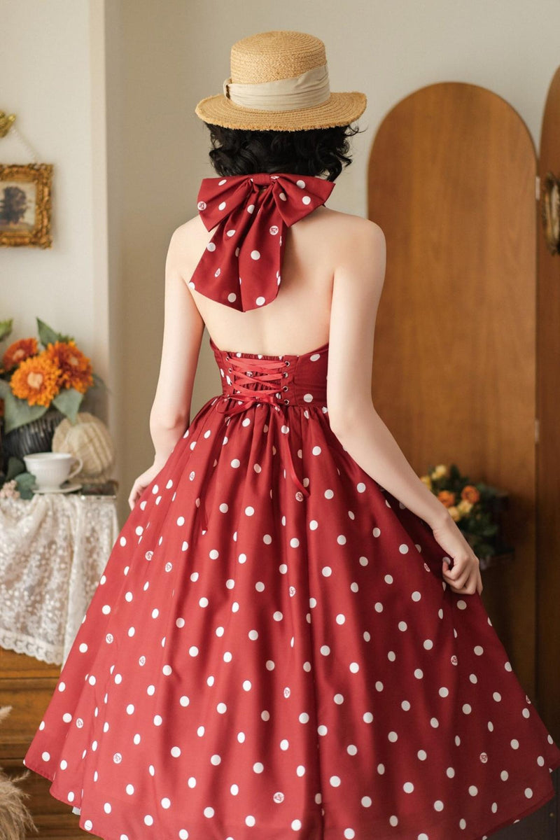 Retro Halter Neck French Flare Dress