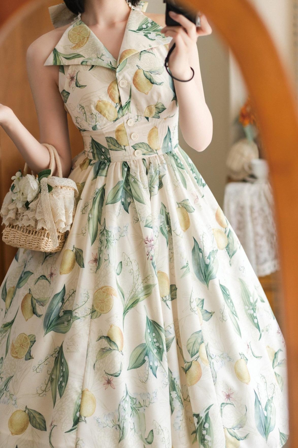 Retro Halter Neck French Flare Dress