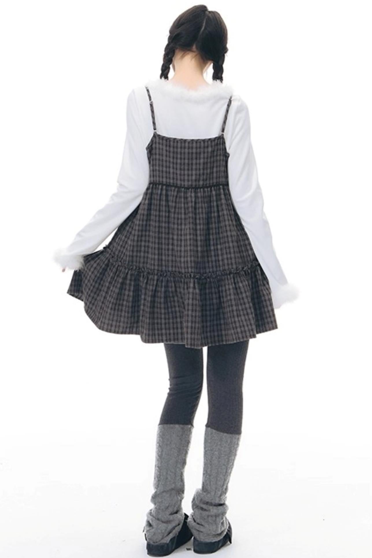 Checked Doll Shirring Slip Dress