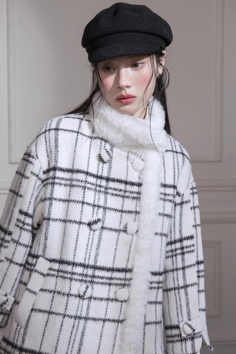 Monochrome Plaid Jacket + Vest Dress