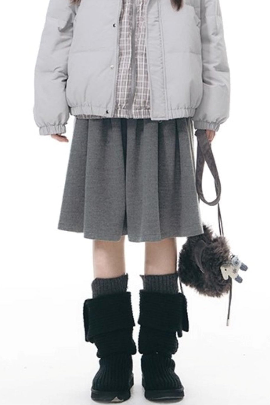 Retro Top + Preppy Pleated Skirt + Scarf