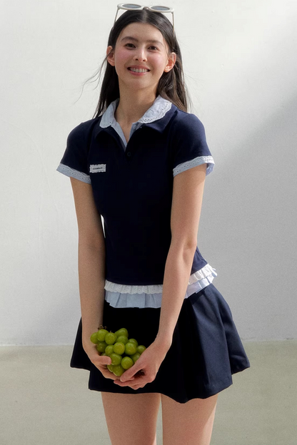 Retro Polka Dot Knit Polo
