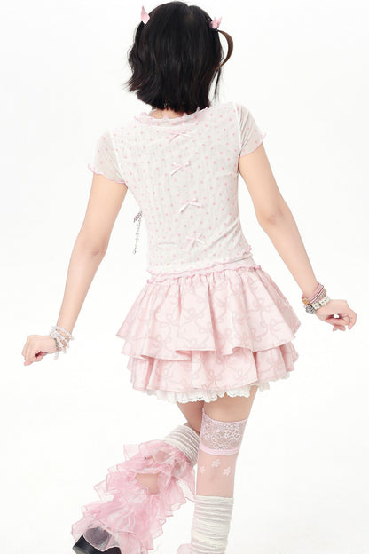 Polka Dot Sheer Fake Two-piece Top