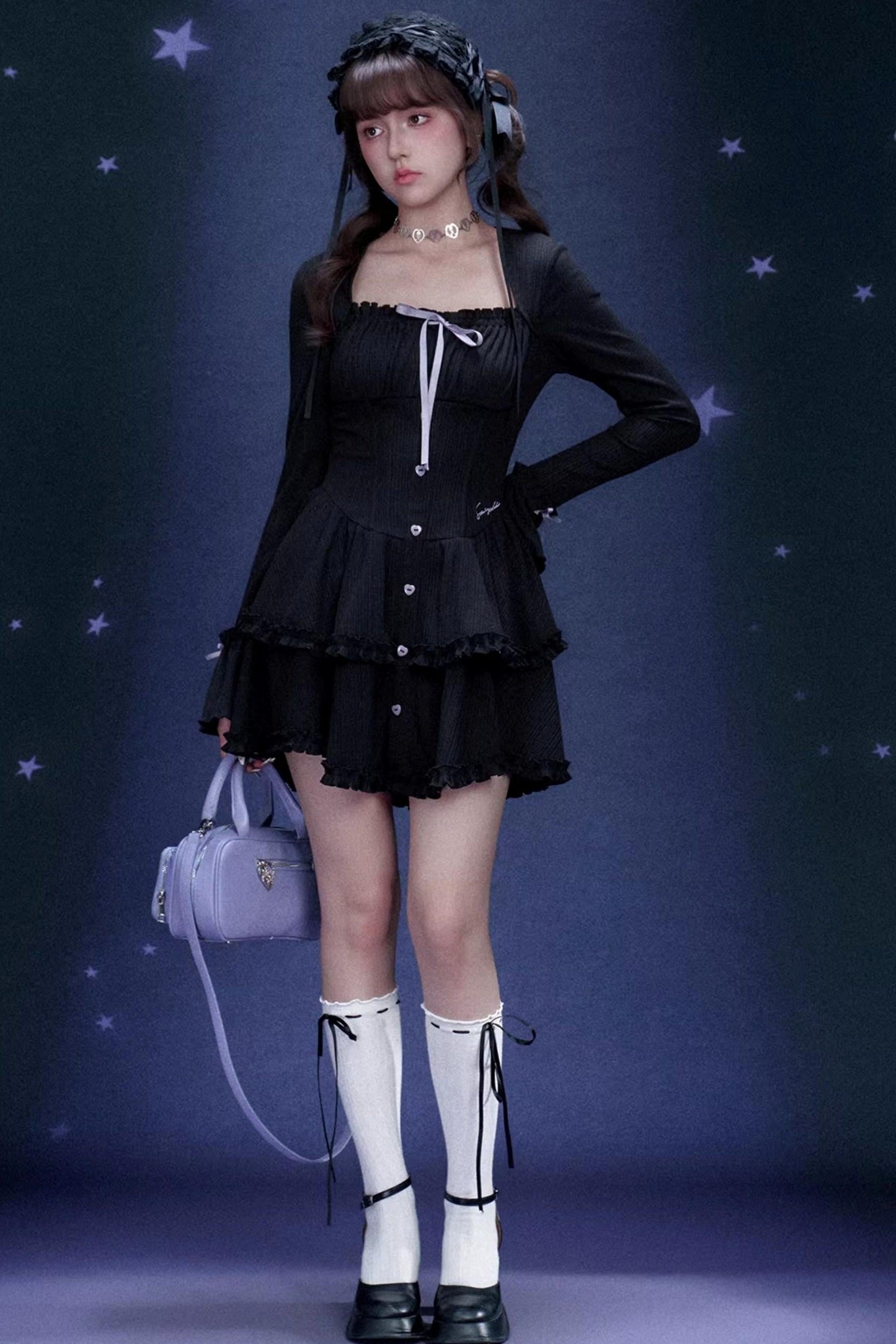 Dark Sweet Girly Tiered Dress