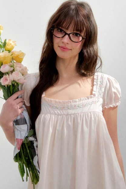 Square Neck Embroidered Dress