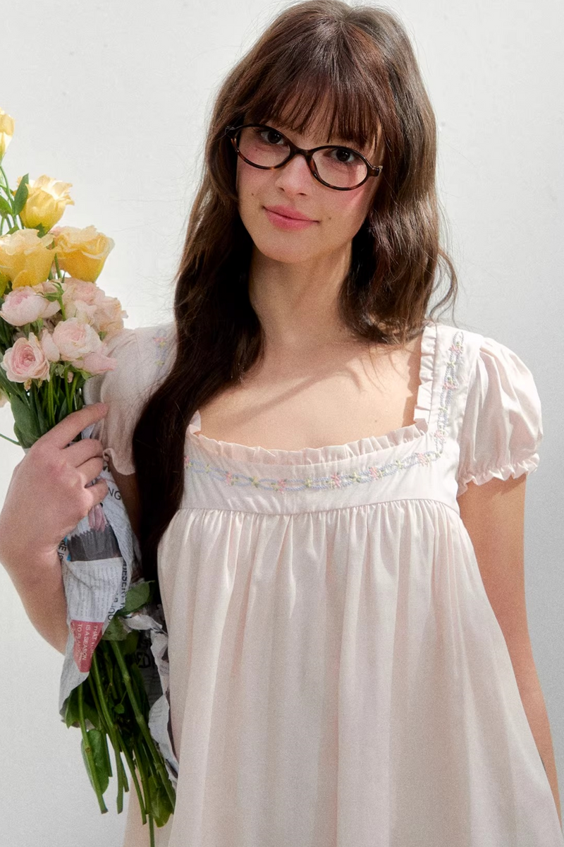 Square Neck Embroidered Dress