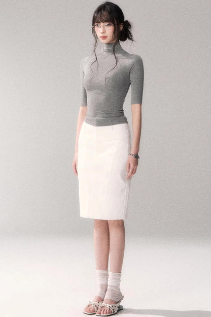 Retro Mid-sleeve Slim Top