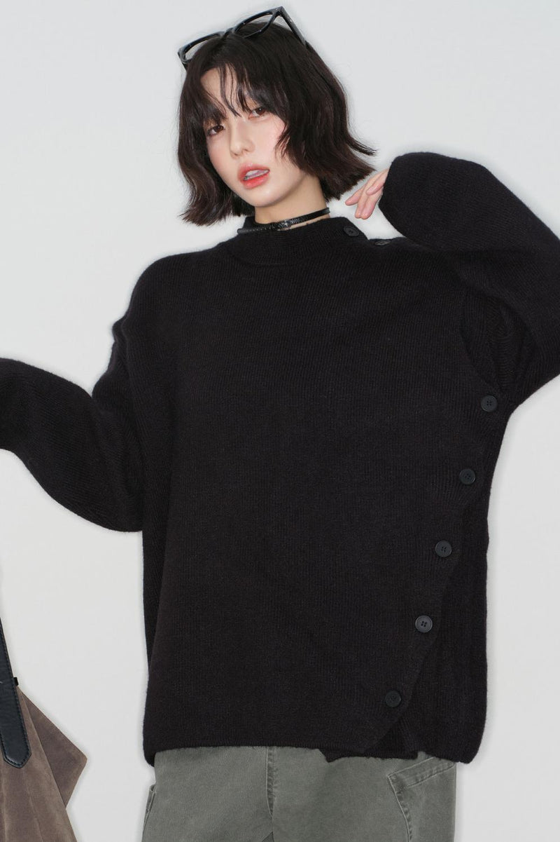 -collar Knitted Sweater