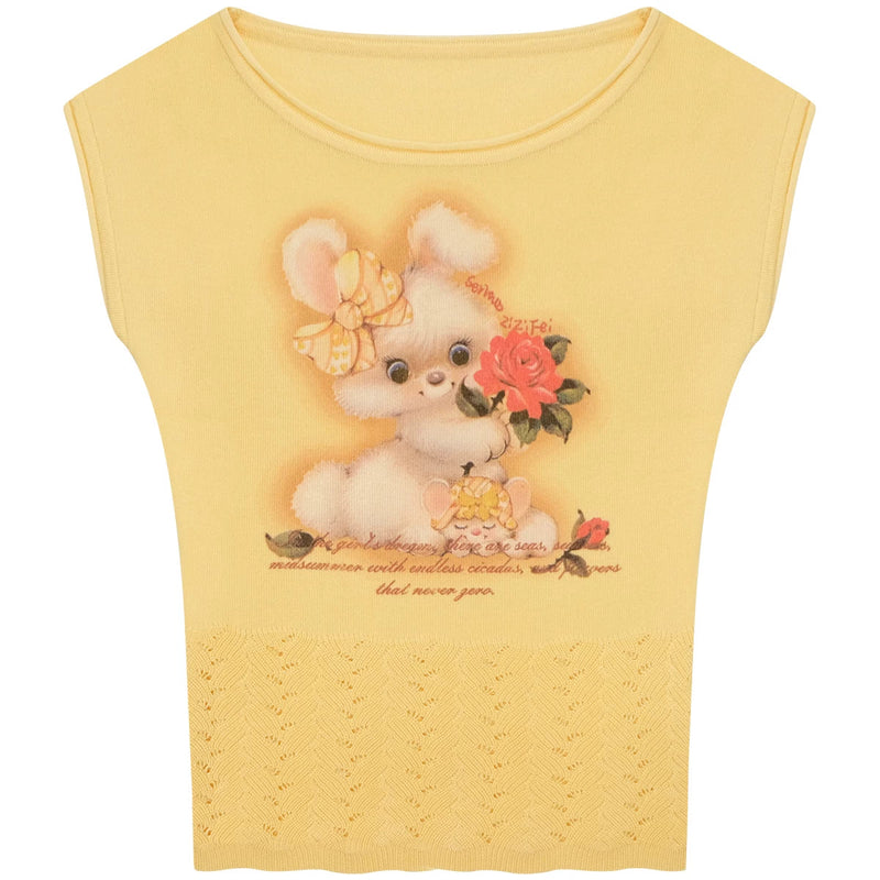 Sweet Rabbit Print Top