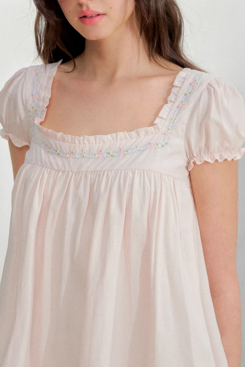 Square Neck Embroidered Dress