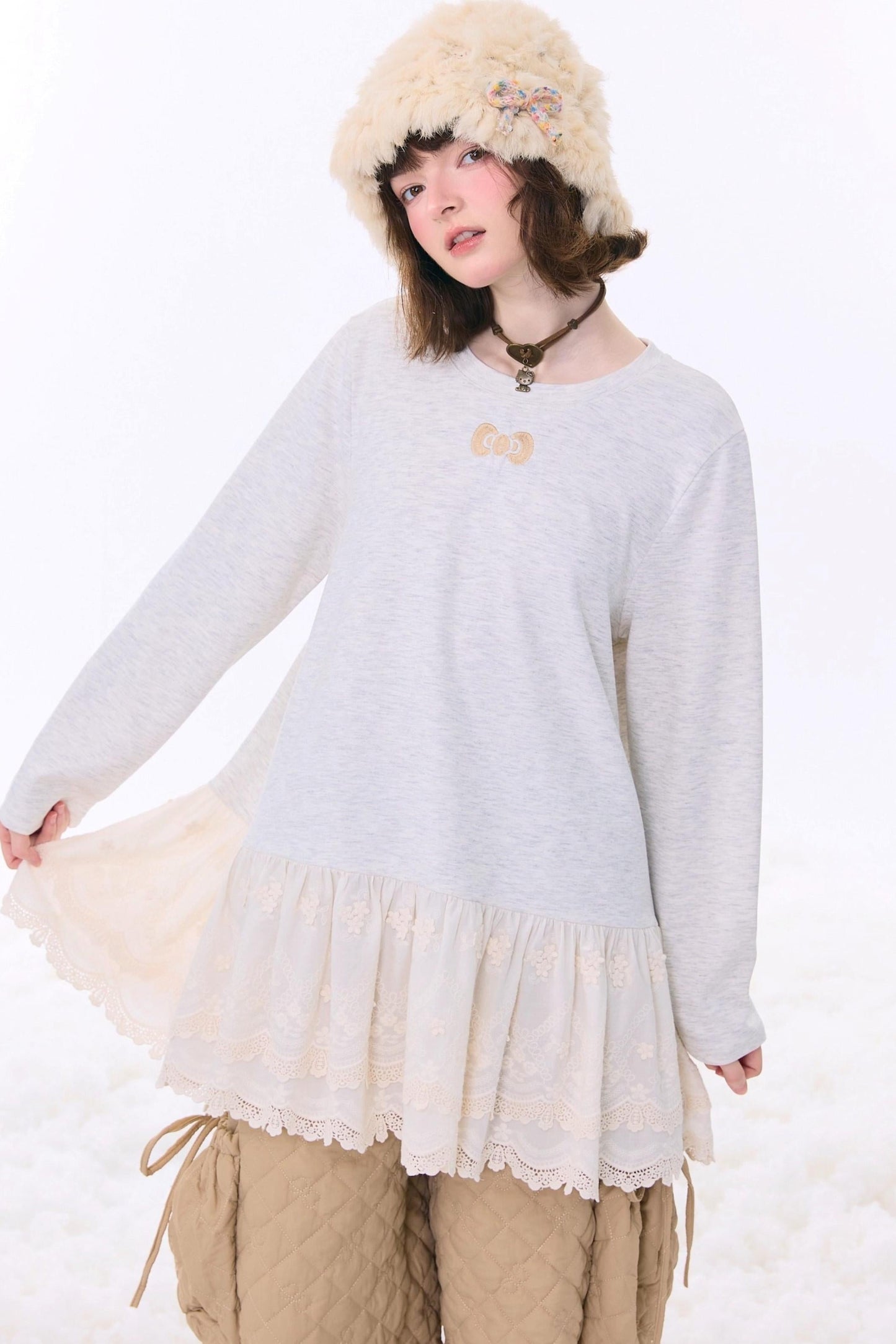 Retro Lace Ribbon Top