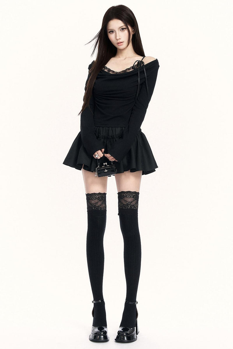 Lace Draped Collar Top