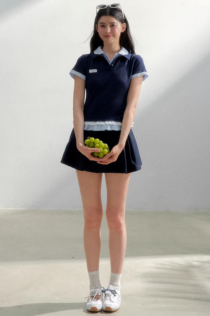 Retro Polka Dot Knit Polo