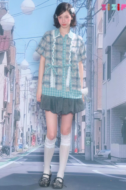 Y2k Plaid Oversized Shirt