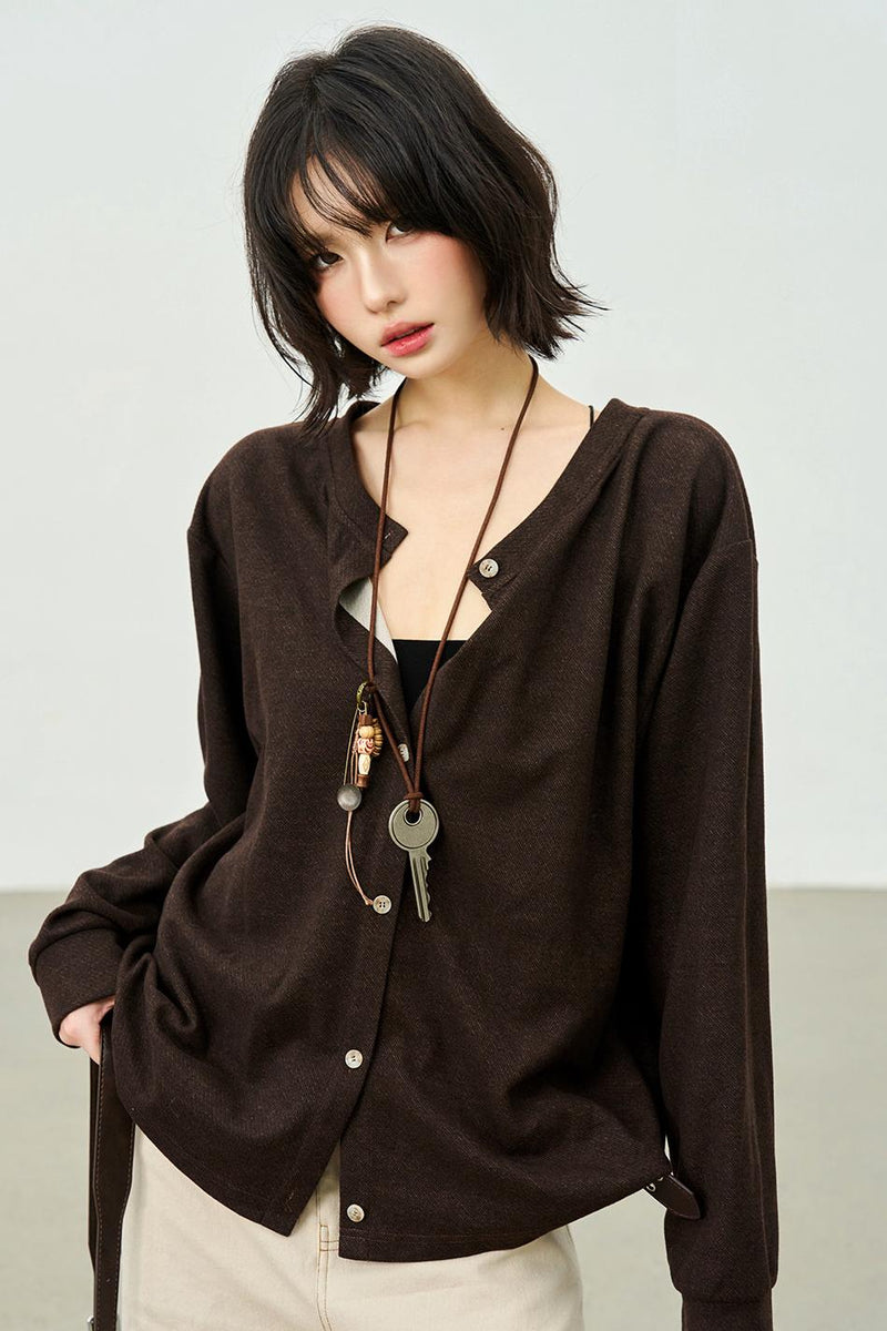 Reversible V-neck Cardigan