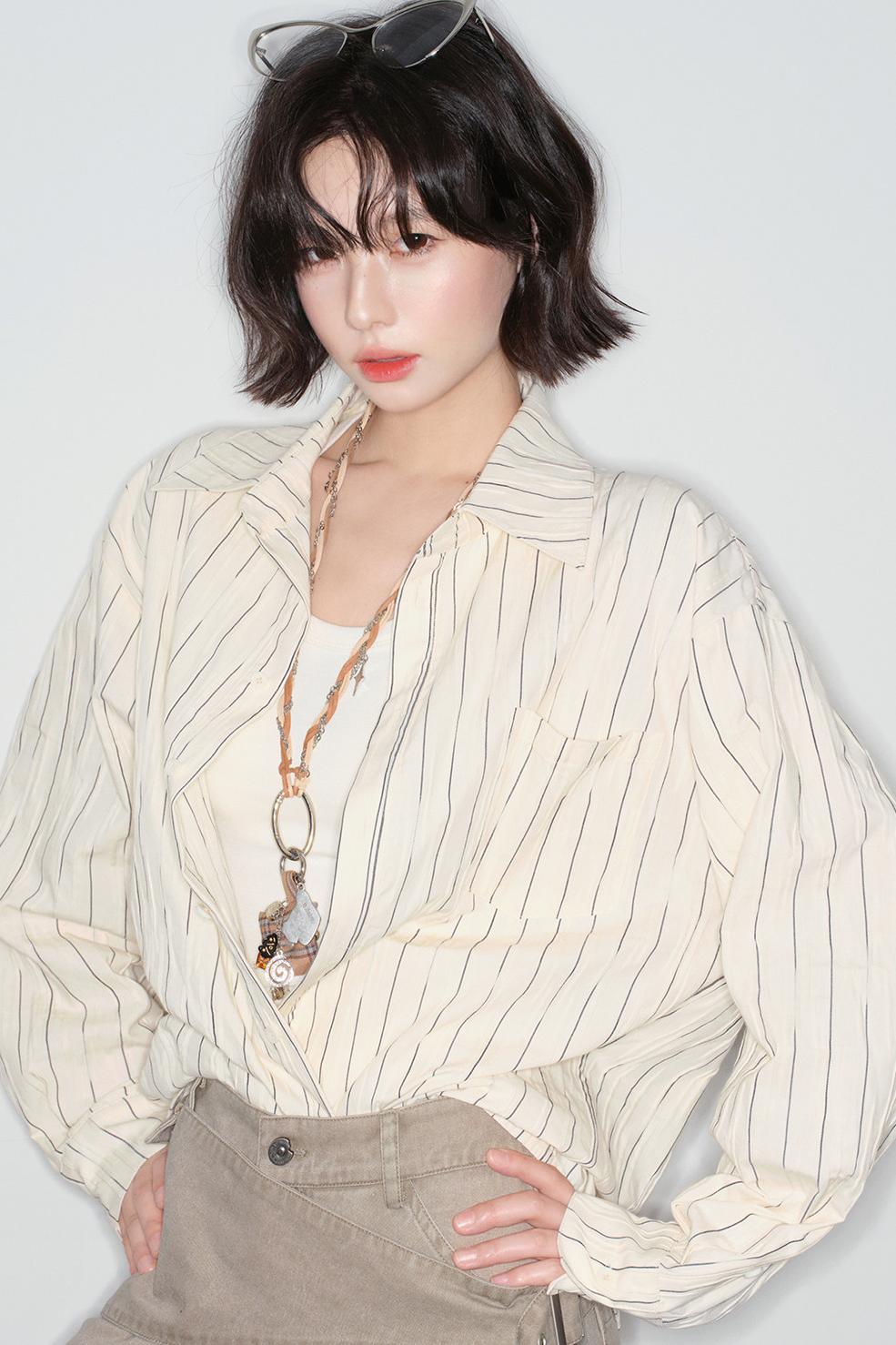 Gravity Striped Cotton Blouse