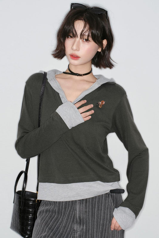 Mode V-neck Tight Top