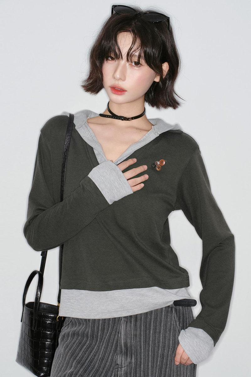 Mode V-neck Tight Top