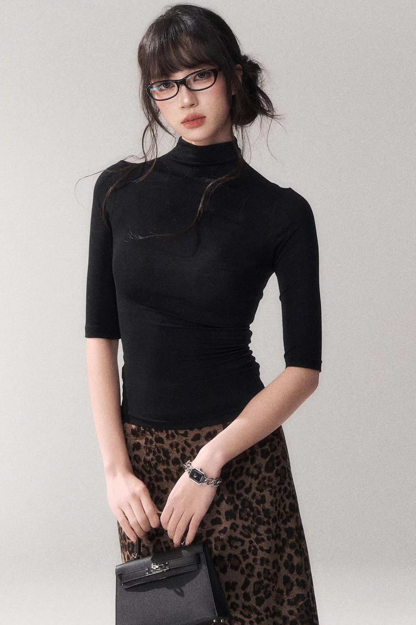 Retro Mid-sleeve Slim Top