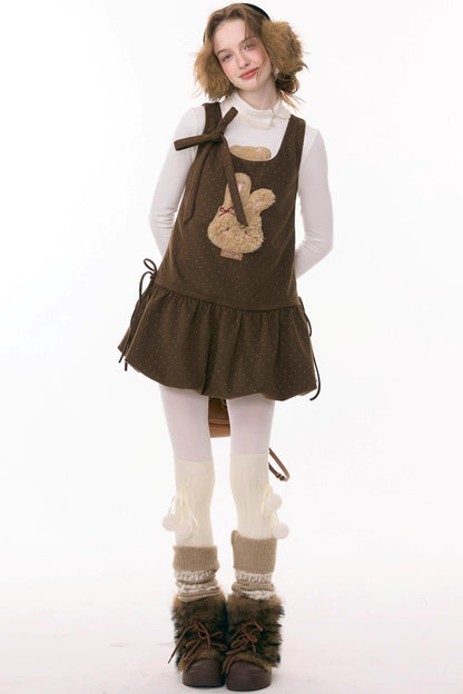 Caramel Rabbit Vest Dress