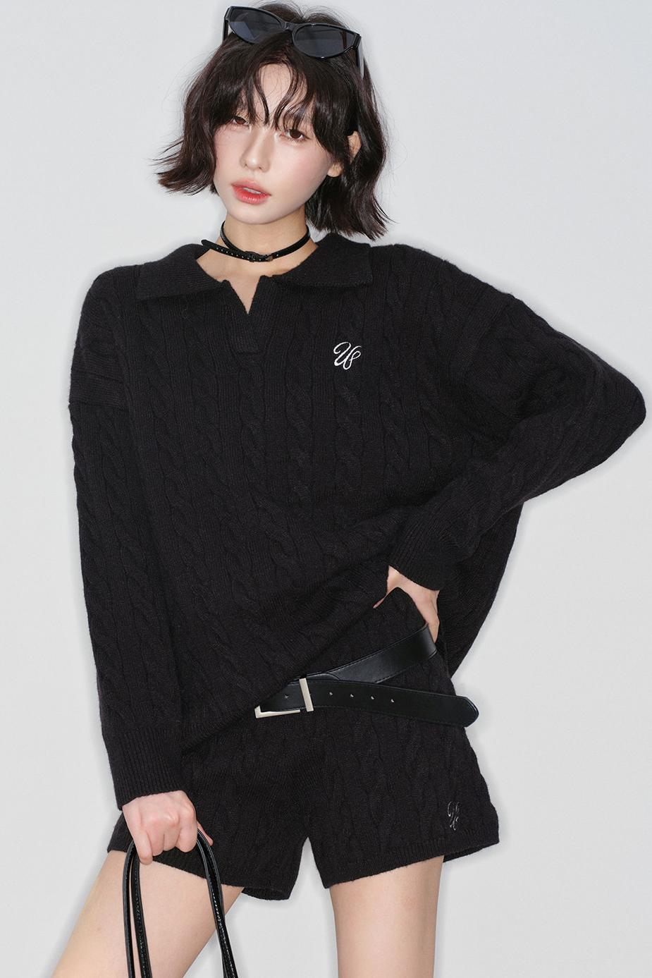 Cable Knit Polo Sweater + Pants