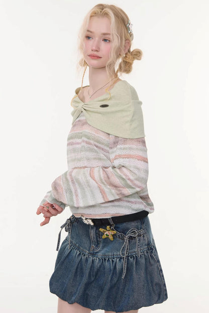 Striped Sweet Girly Tops