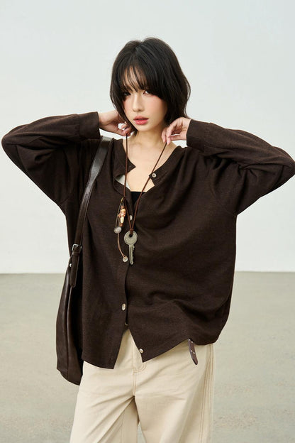 Reversible V-neck Cardigan