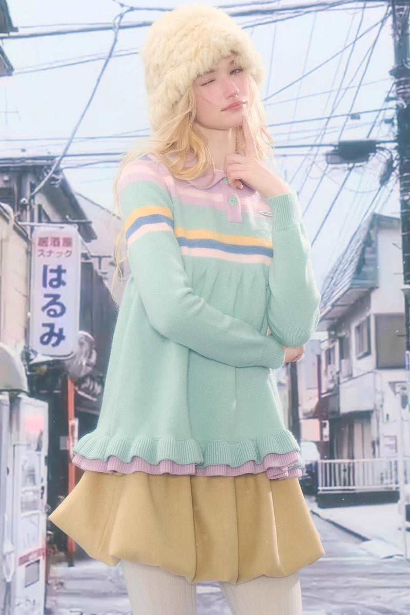 Contrast Striped Knit Sweater