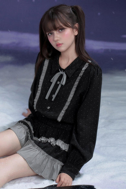 Dark Gray Polka Dot Dress