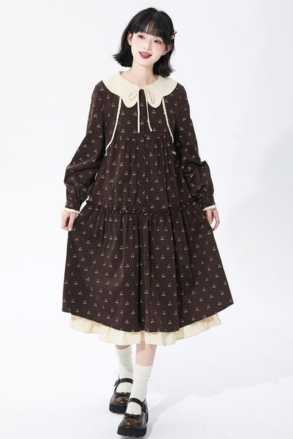 Cherry Doll Collar Retro Dress