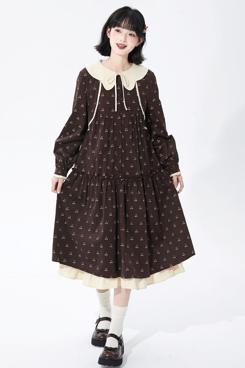 Cherry Doll Collar Retro Dress