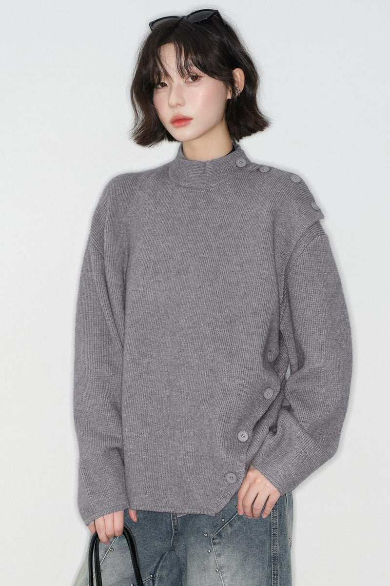 -collar Knitted Sweater