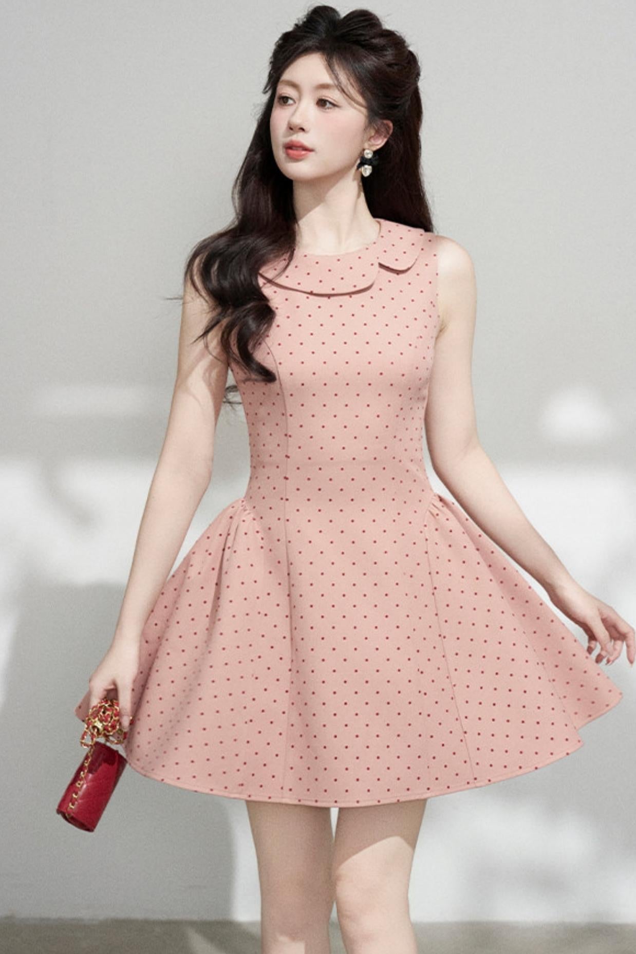 French Dot Dress + Cardigan