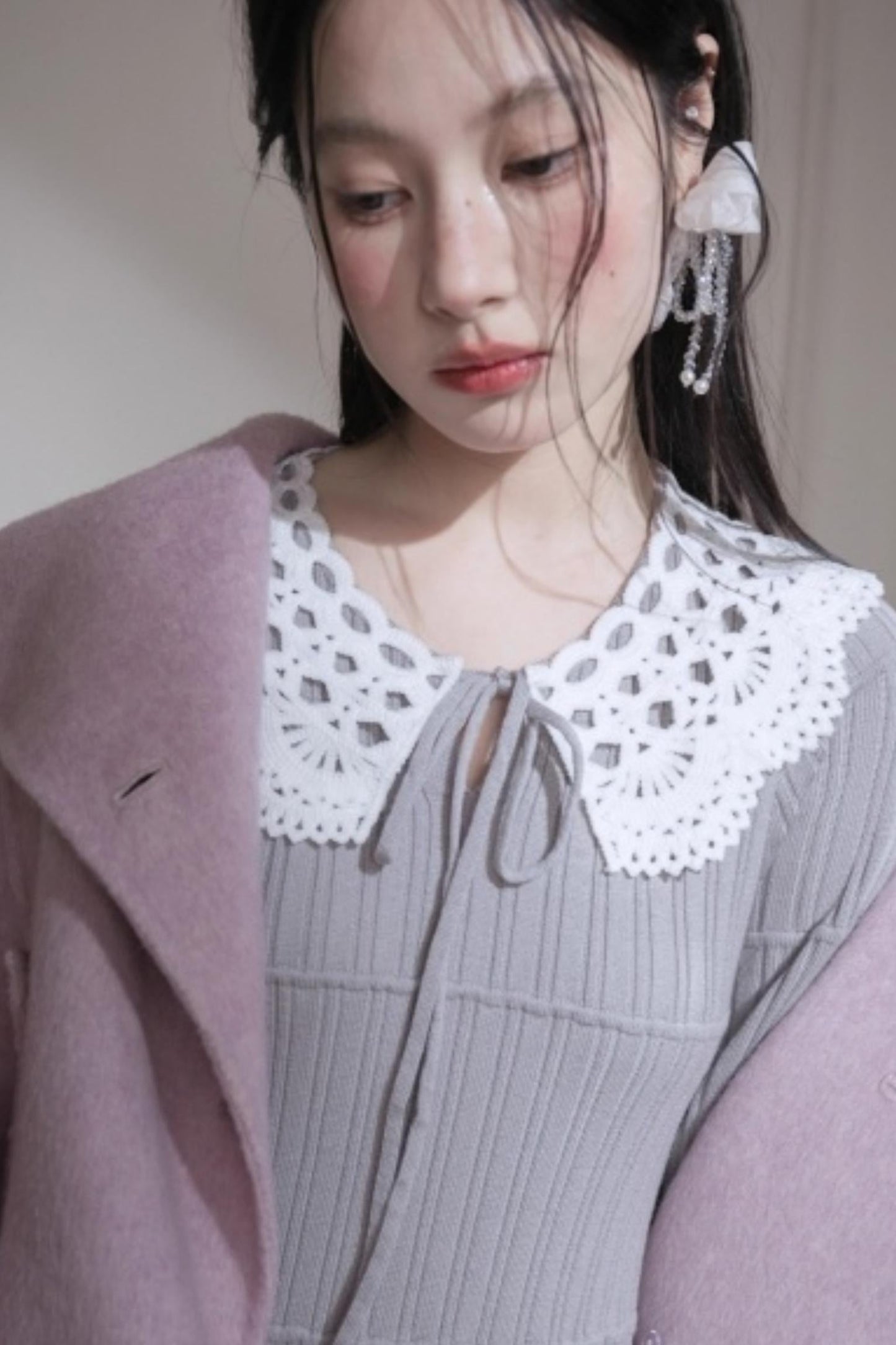 Sichuan Mist Gray Ruffle Long Dress
