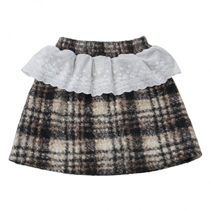 Plaid Skirt + Coat + Top + Leg Warmers