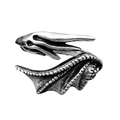 Adjustable Ring of Evil Feather Wing / Gothic Jewelry of 925 Sterling Silver