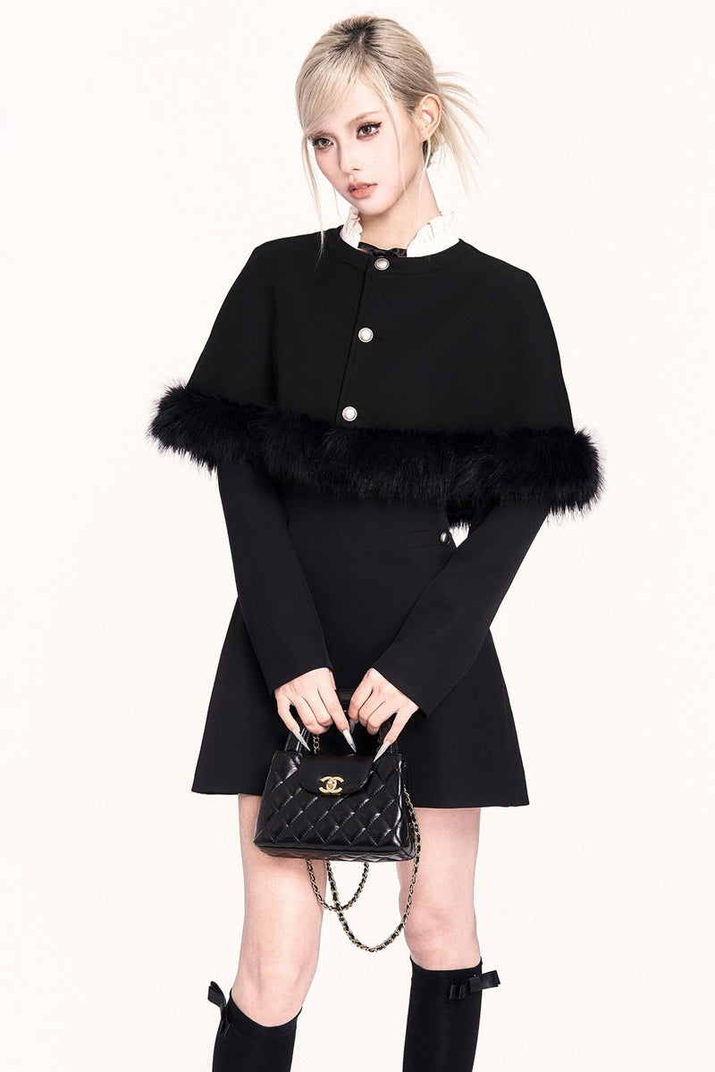 Mode Dress + Fur Cape