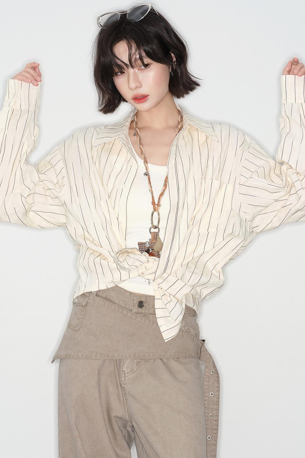 Gravity Striped Cotton Blouse