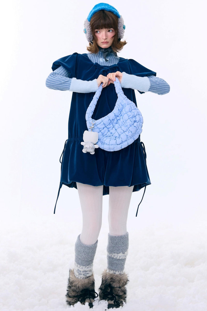 Dark Blue Velvet Dress