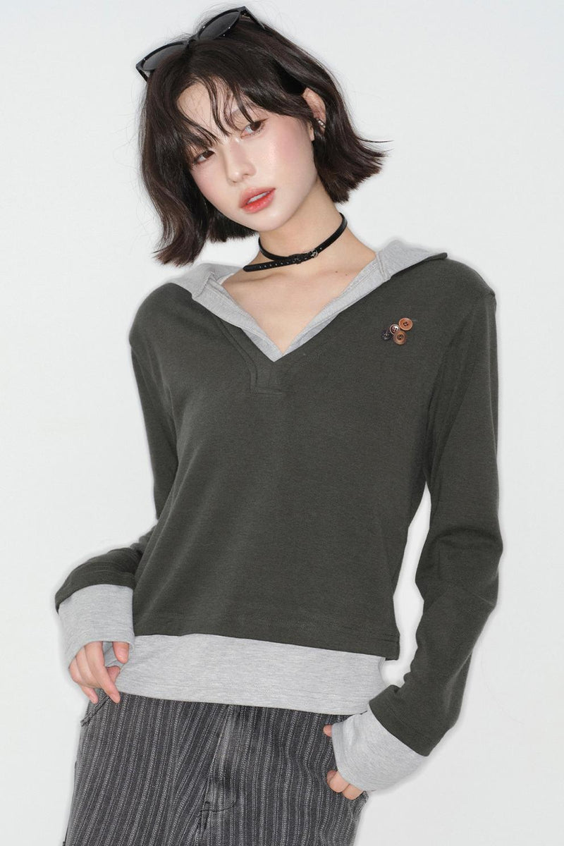 Mode V-neck Tight Top