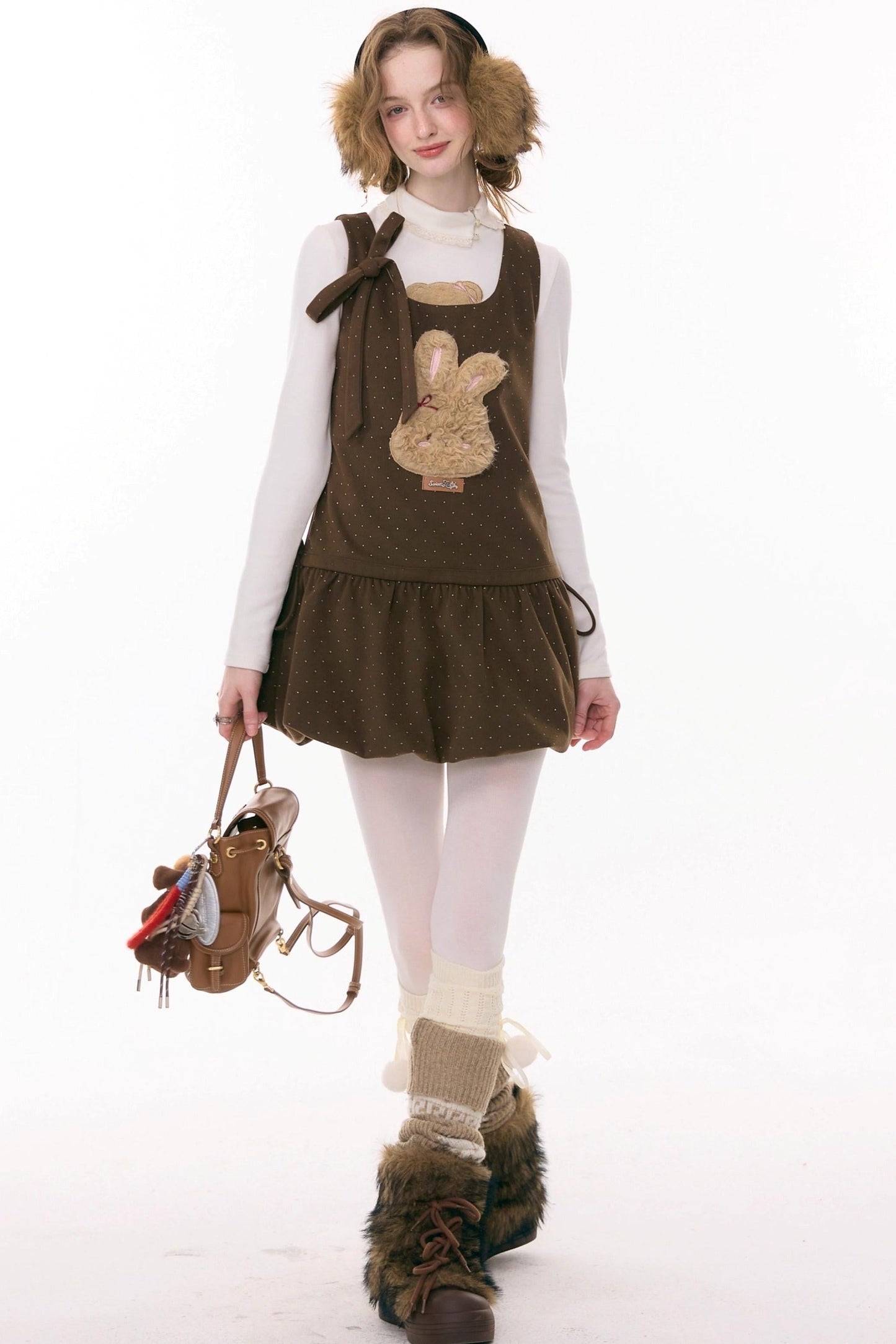 Caramel Rabbit Vest Dress