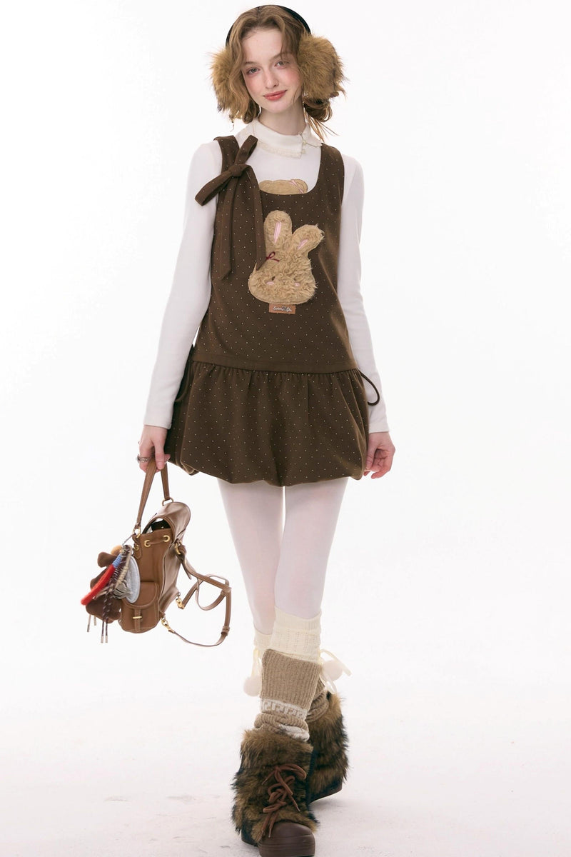 Caramel Rabbit Vest Dress
