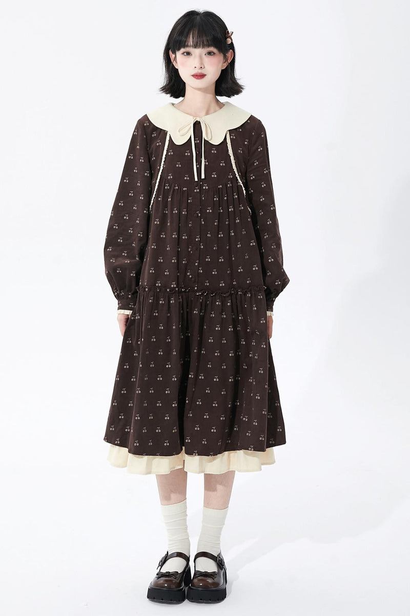 Cherry Doll Collar Retro Dress