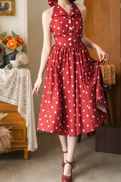 Retro Halter Neck French Flare Dress